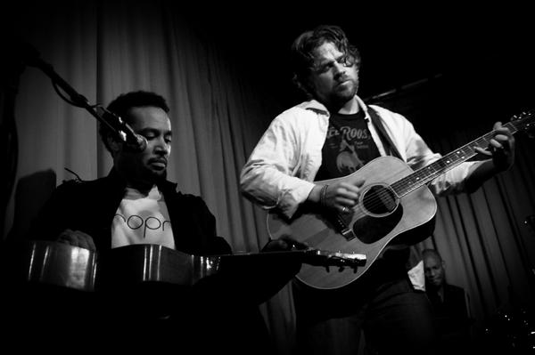 Tom Freund and Ben Harper record George Harrison song late night at The machine Shop