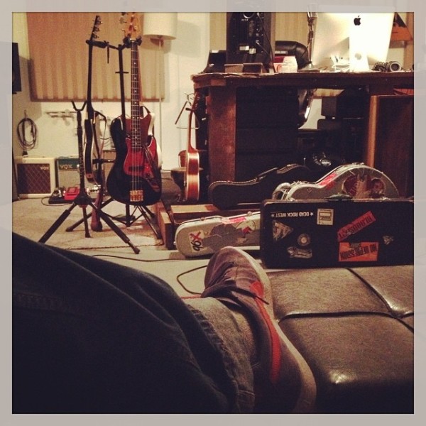 Studio pause.  Guitars and sneakers. And speakers! What is next? Gotta get #dashingthroughthesnow outta my head!!!